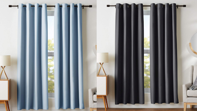 AmazonBasics Room-Darkening Blackout Curtain Set, Black | $11 | AmazonAmazonBasics Room-Darkening Blackout Curtain Set, Light Blue | $20 | AmazonAmazonBasics Room-Darkening Blackout Curtain Set, Dark Gray | $20 | Amazon
